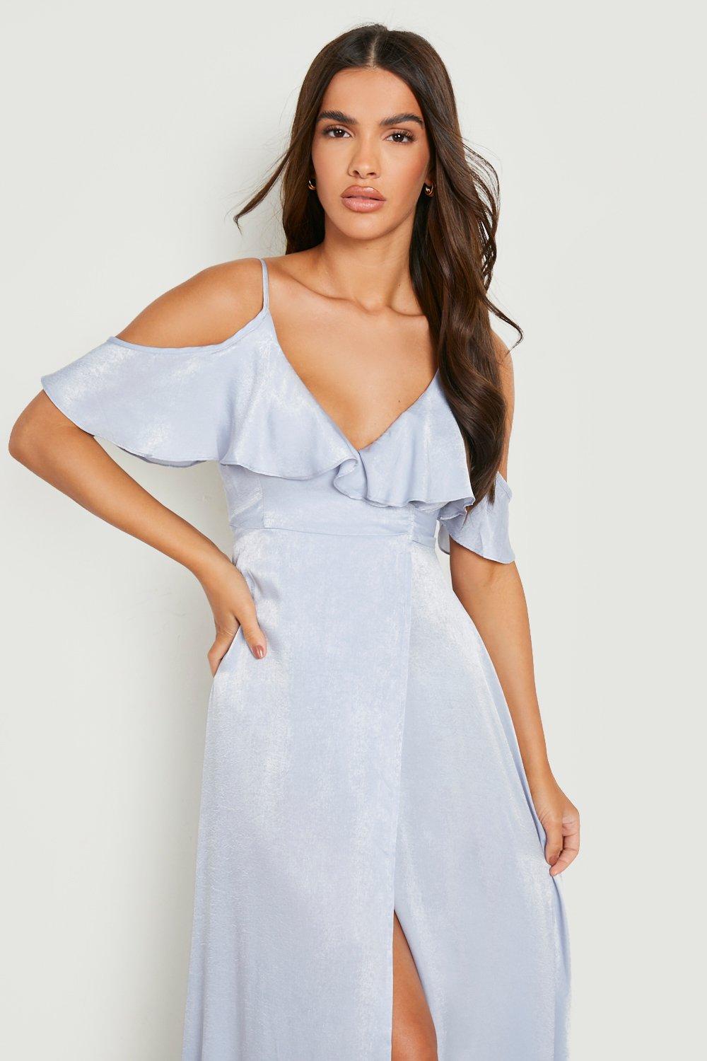 Grey cold outlet shoulder dress